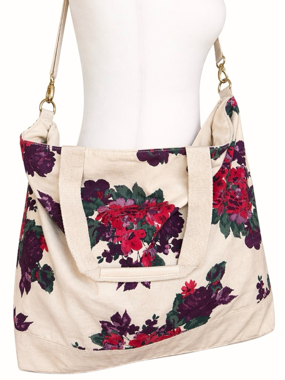 Soft Surroundings Floral Weekender Tote Bag Canvas Travel Overnight Carryall